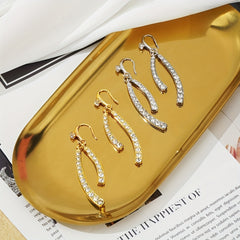 Tassel Leaf Rhinestone Dangle Earrings Retro Cross Jewelry Gift