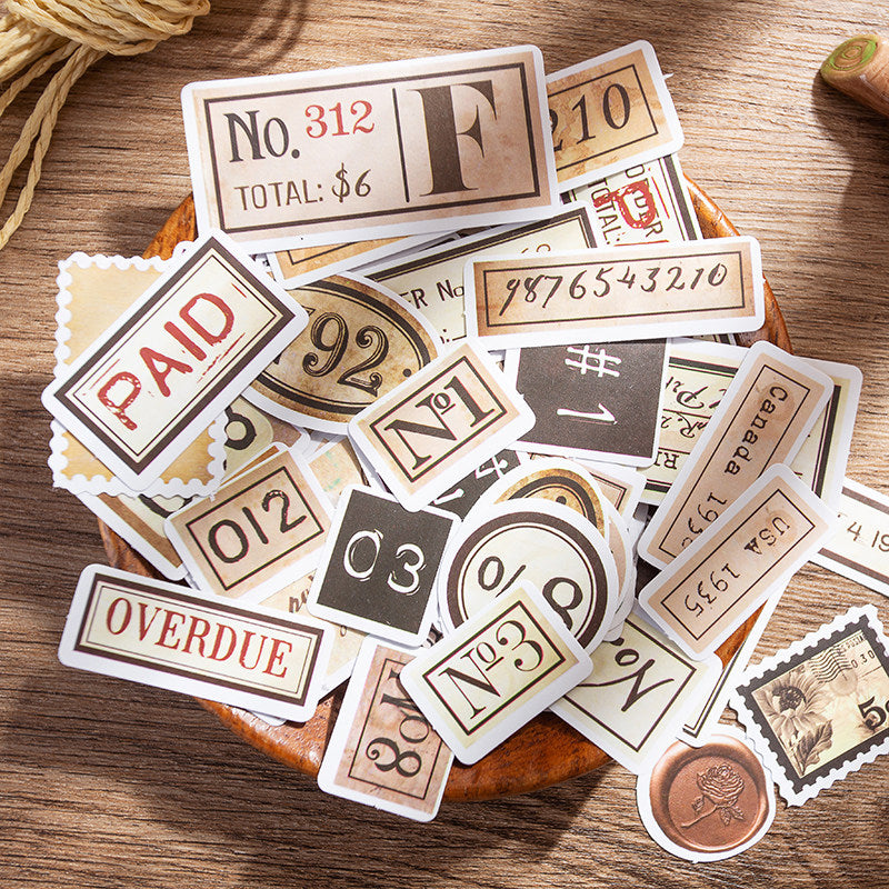94pcs Retro Number English Border Stickers Student Stationery Arts Crafts