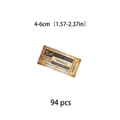 94pcs Retro Number English Border Stickers Student Stationery Arts Crafts