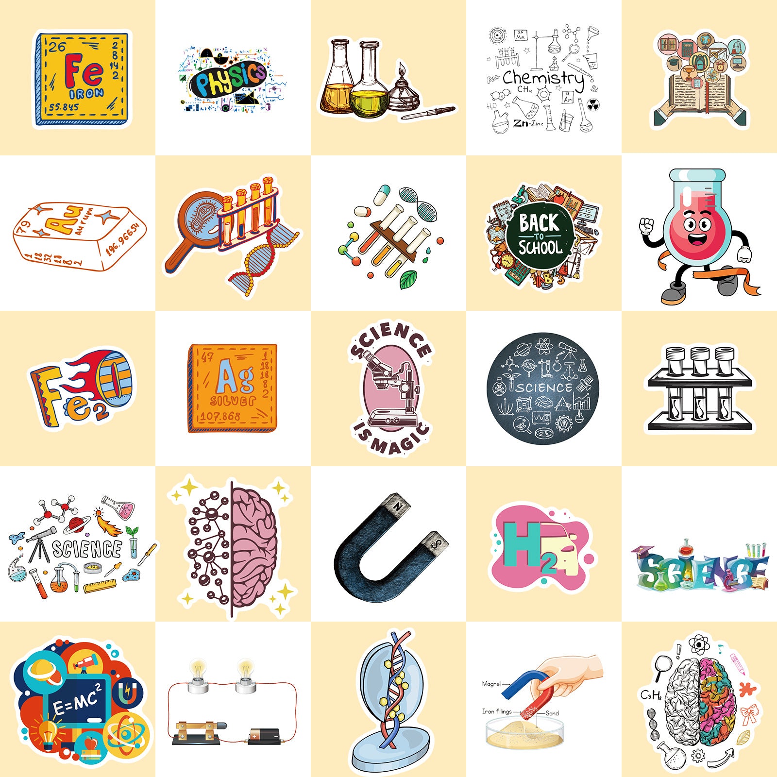 50pcs Lab Equipment Funny Vinyl Stickers Waterproof Pack for Adults Teen Girls