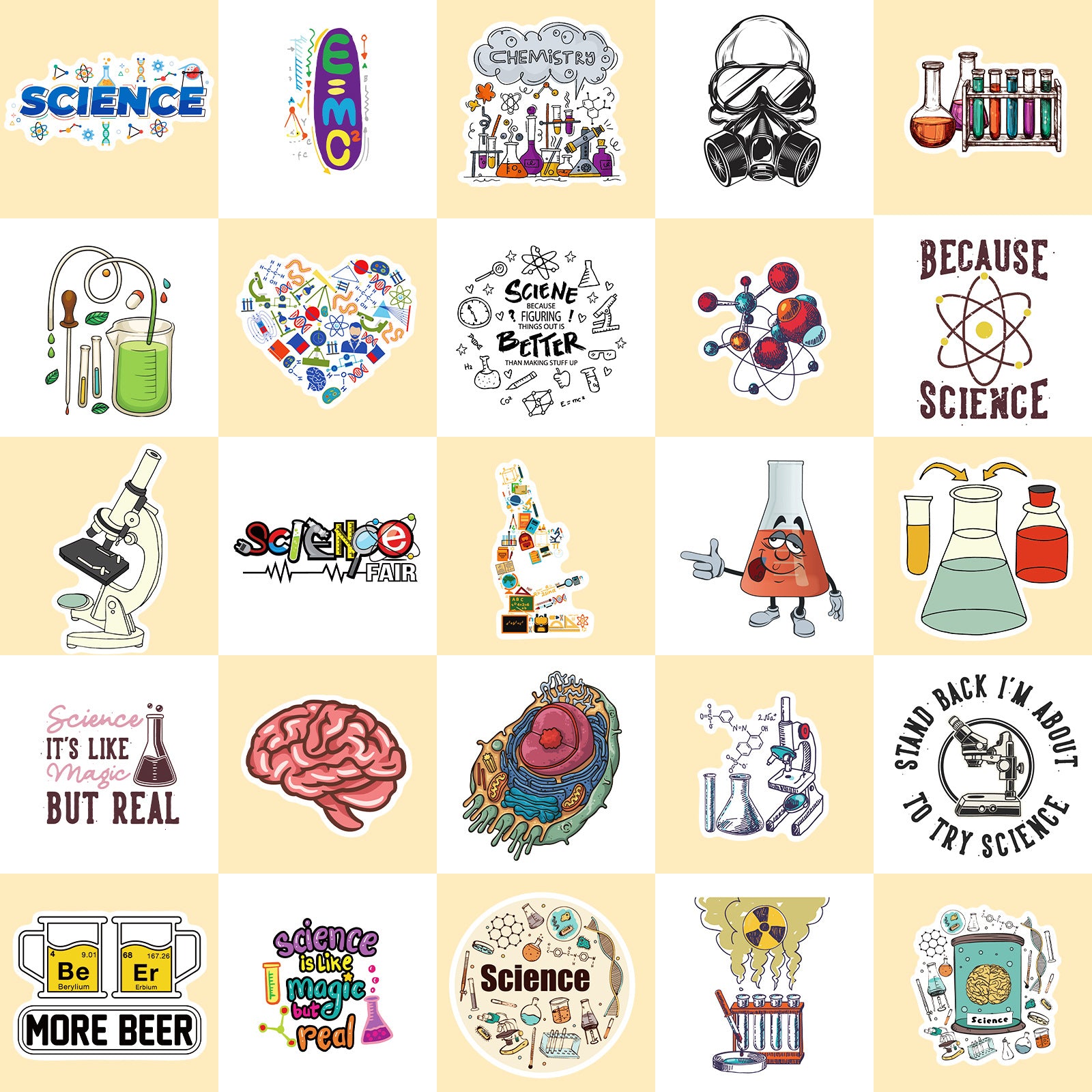 50pcs Lab Equipment Funny Vinyl Stickers Waterproof Pack for Adults Teen Girls