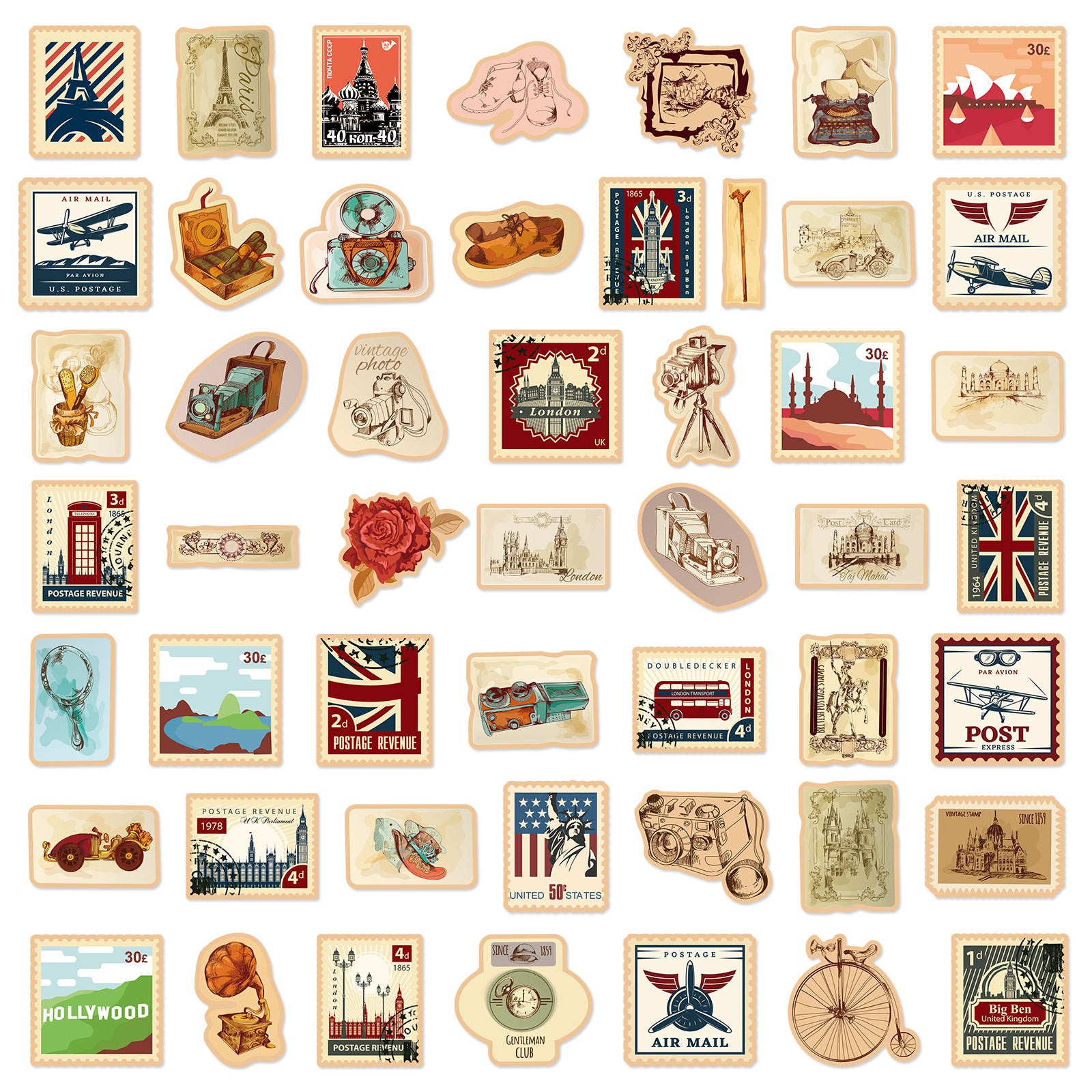 50pcs American Cities Graffiti Stickers Water Bottle Laptop Skateboard Scrapbook