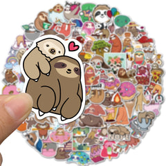 100pcs Sloth Animals Funny Cartoon Deacls Waterproof Stickers For Adults Teens