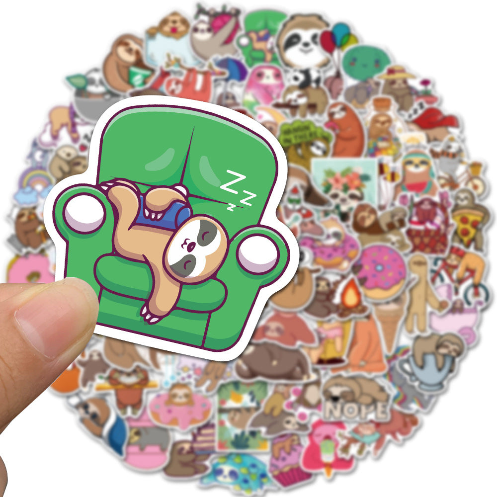 100pcs Sloth Animals Funny Cartoon Deacls Waterproof Stickers For Adults Teens