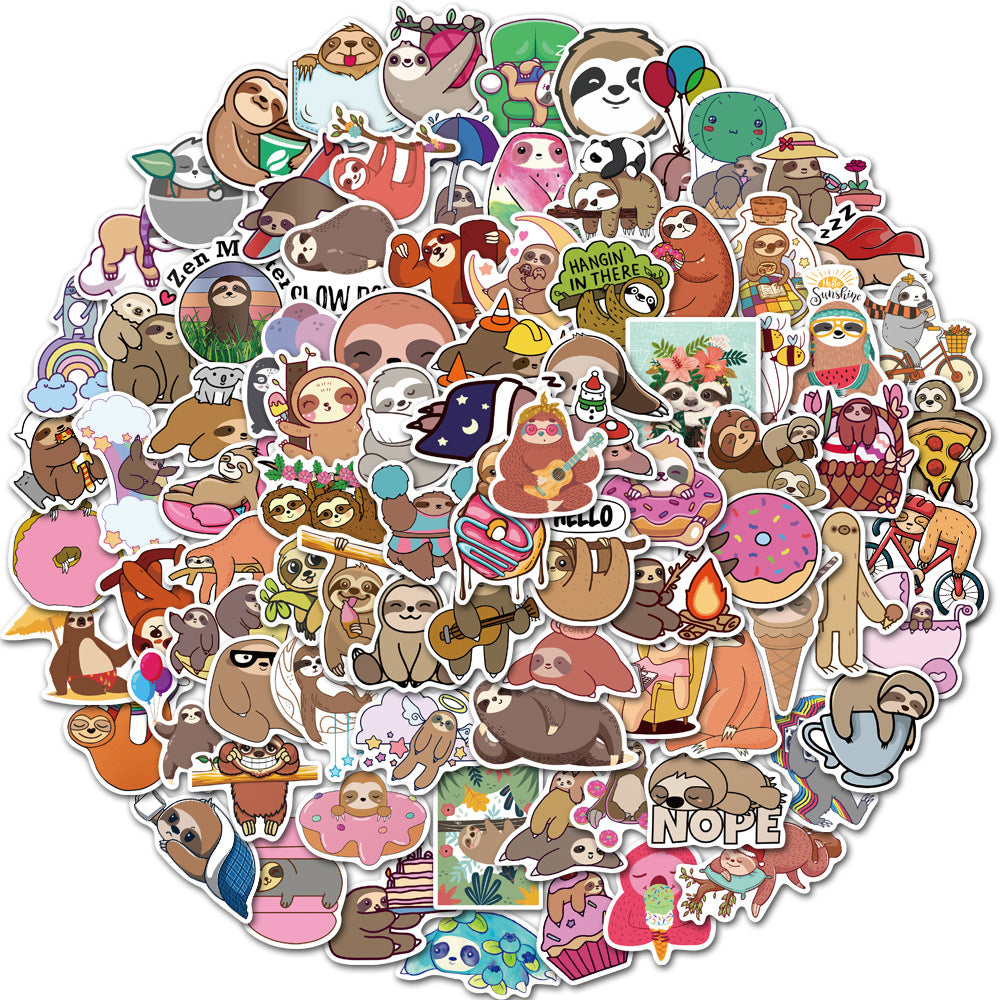 100pcs Sloth Animals Funny Cartoon Deacls Waterproof Stickers For Adults Teens