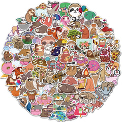 100pcs Sloth Animals Funny Cartoon Deacls Waterproof Stickers For Adults Teens