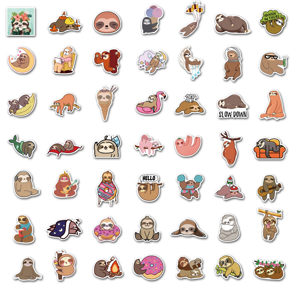 100pcs Sloth Animals Funny Cartoon Deacls Waterproof Stickers For Adults Teens