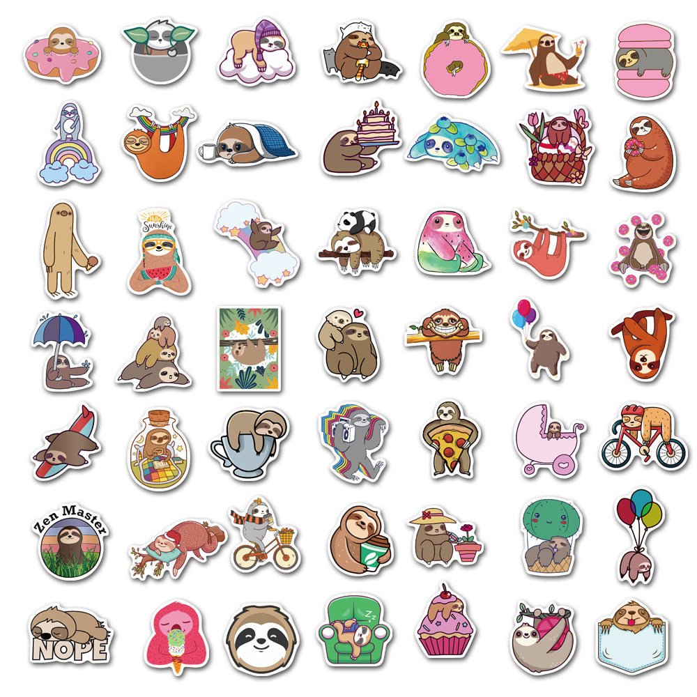 100pcs Sloth Animals Funny Cartoon Deacls Waterproof Stickers For Adults Teens