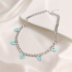 Y2K Colorful Butterfly Pendant Choker Necklace Multicolor Neck Accessories