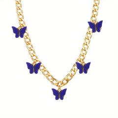 Y2K Colorful Butterfly Pendant Choker Necklace Multicolor Neck Accessories