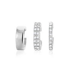 3pcs Rhinestone Ear Clips Set Golden Silver Cuff Earrings for Girls