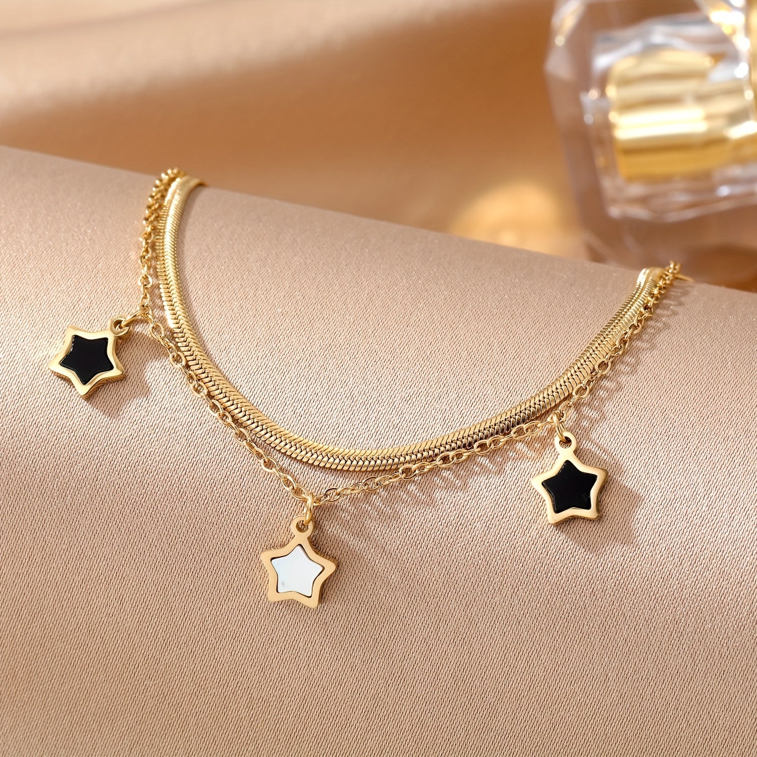 Star Pendant Snake Chain Bracelet Y2K Style Hand Chain Jewelry For Girls
