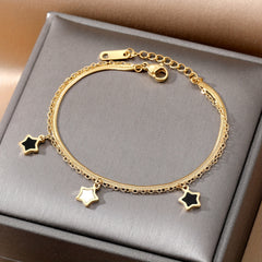 Star Pendant Snake Chain Bracelet Y2K Style Hand Chain Jewelry For Girls