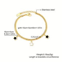 Star Pendant Snake Chain Bracelet Y2K Style Hand Chain Jewelry For Girls