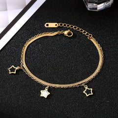 Star Pendant Snake Chain Bracelet Y2K Style Hand Chain Jewelry For Girls
