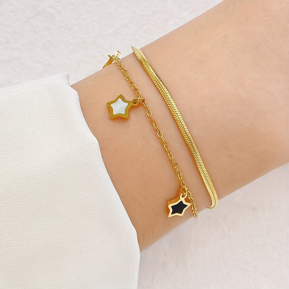 Star Pendant Snake Chain Bracelet Y2K Style Hand Chain Jewelry For Girls