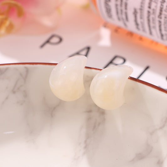 Resin Moon Geometric Stud Earrings for Daily Wear