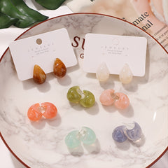Resin Moon Geometric Stud Earrings for Daily Wear