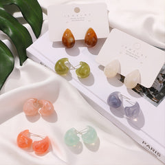 Resin Moon Geometric Stud Earrings for Daily Wear