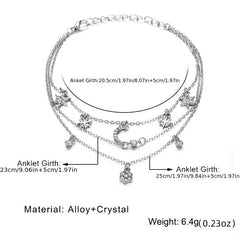 Butterfly Rhinestone Pendant Chain Anklet for Girls