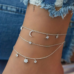 Butterfly Rhinestone Pendant Chain Anklet for Girls