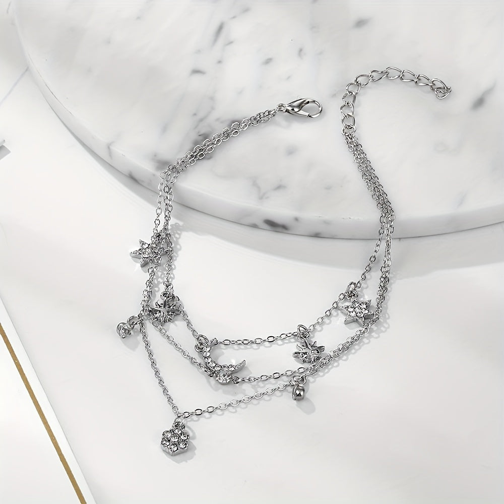 Butterfly Rhinestone Pendant Chain Anklet for Girls