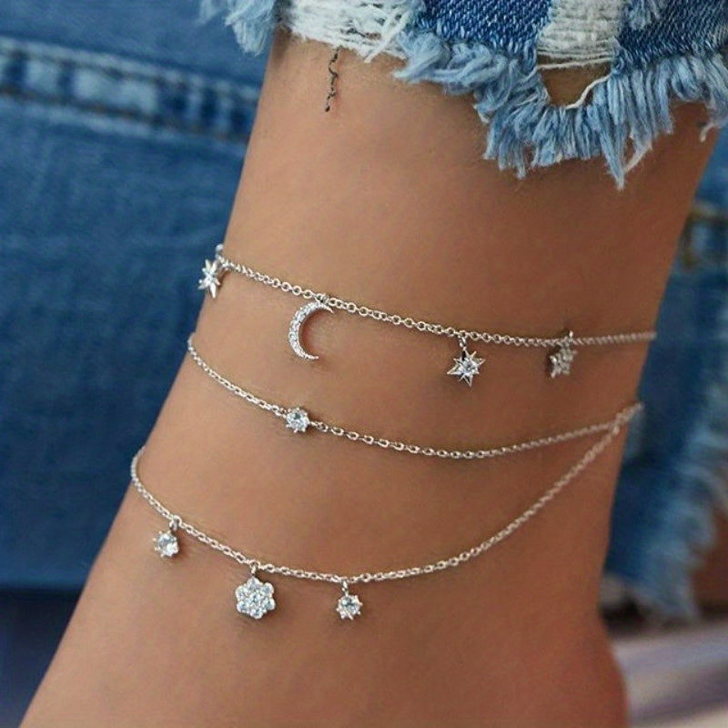 Butterfly Rhinestone Pendant Chain Anklet for Girls