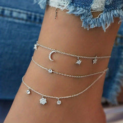 Butterfly Rhinestone Pendant Chain Anklet for Girls