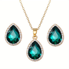Vintage Teardrop Rhinestone Jewelry Set for Party & Prom