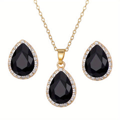 Vintage Teardrop Rhinestone Jewelry Set for Party & Prom