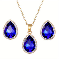 Vintage Teardrop Rhinestone Jewelry Set for Party & Prom