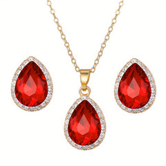 Vintage Teardrop Rhinestone Jewelry Set for Party & Prom