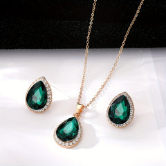 Vintage Teardrop Rhinestone Jewelry Set for Party & Prom