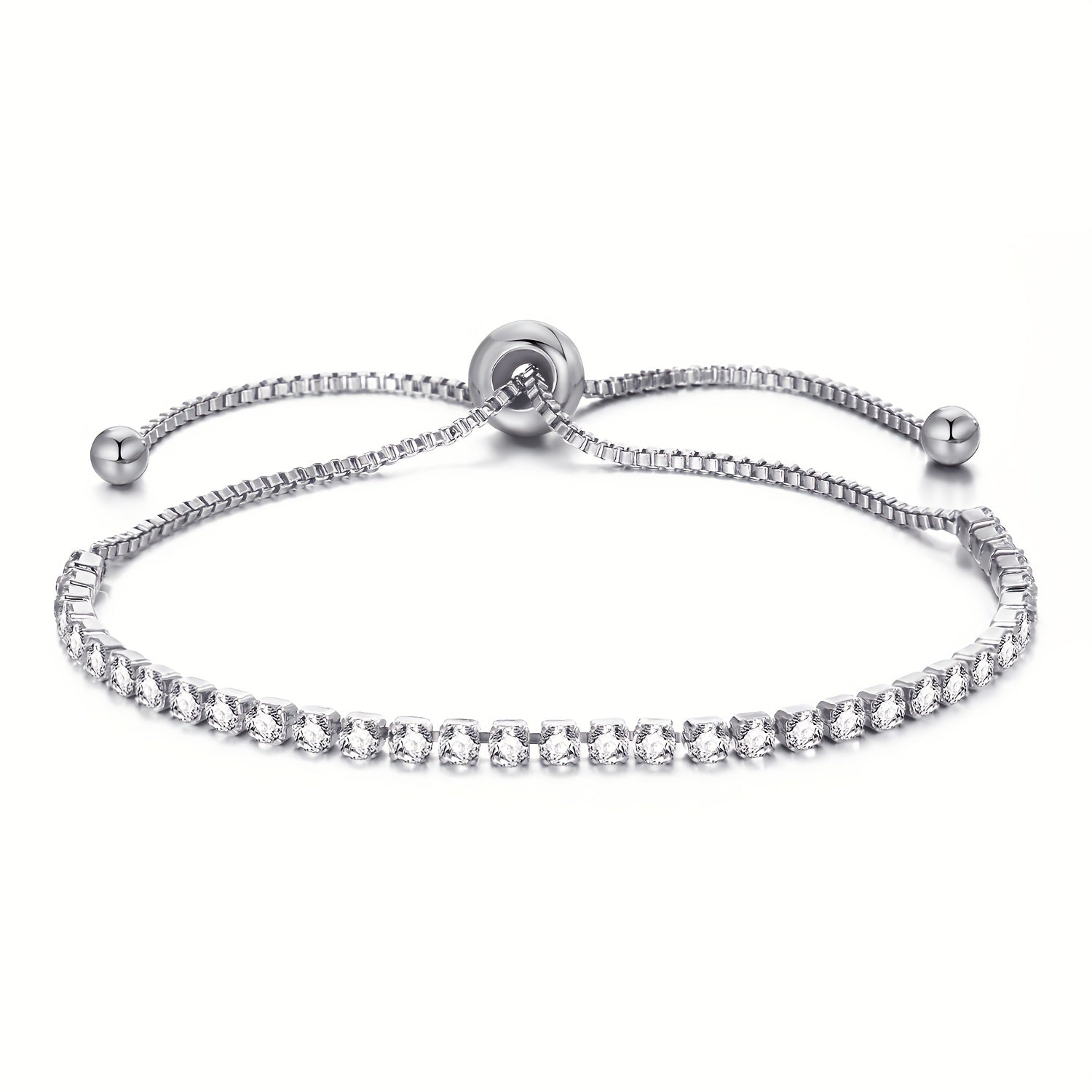 Adjustable Tennis Chain Bracelet Rhinestone Decor Hand Jewelry For Women
