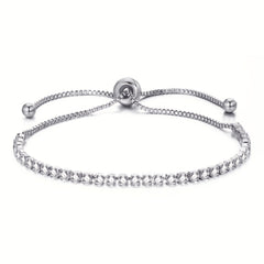 Adjustable Tennis Chain Bracelet Rhinestone Decor Hand Jewelry For Women