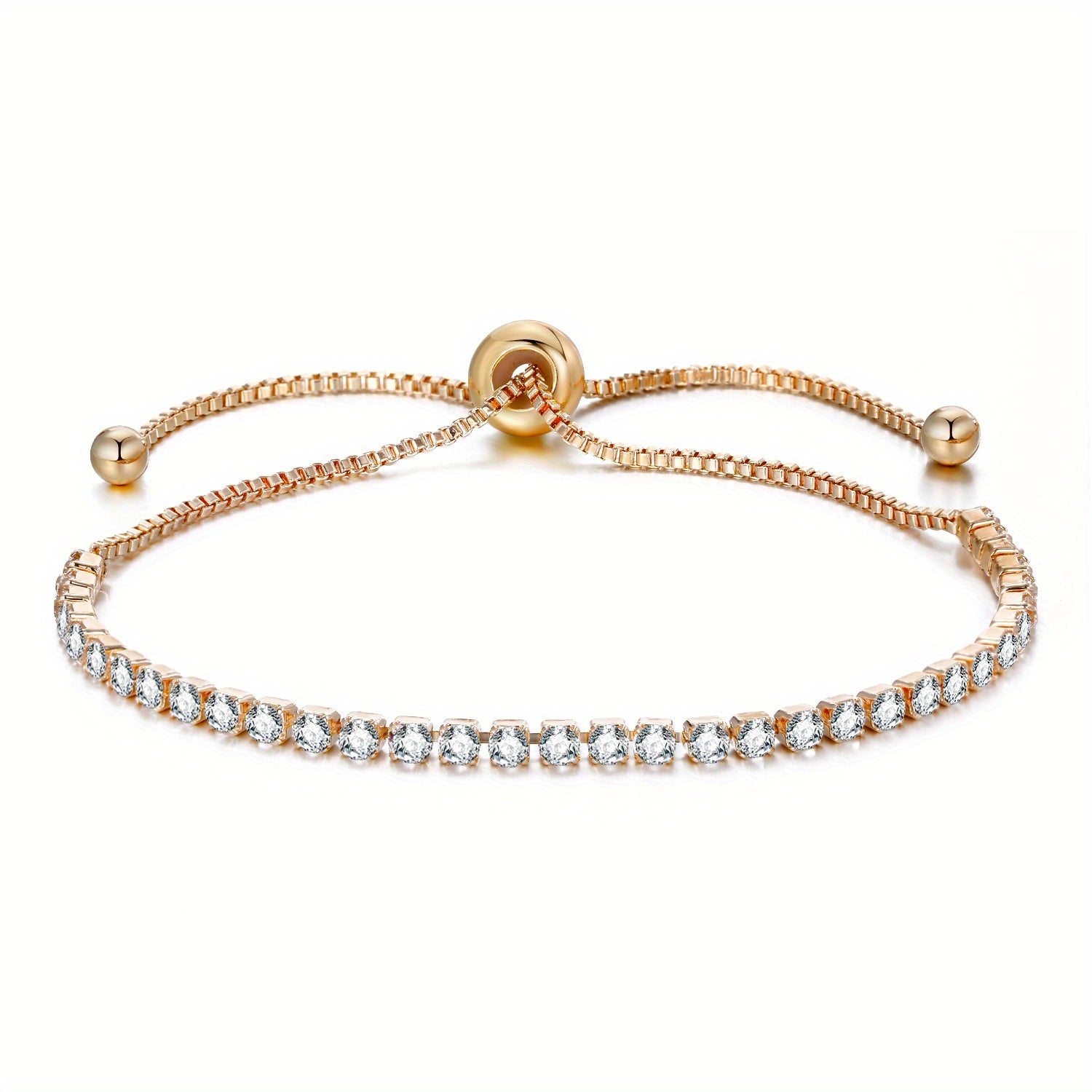 Adjustable Tennis Chain Bracelet Rhinestone Decor Hand Jewelry For Women
