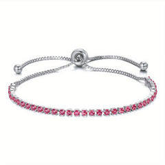 Adjustable Tennis Chain Bracelet Rhinestone Decor Hand Jewelry For Women