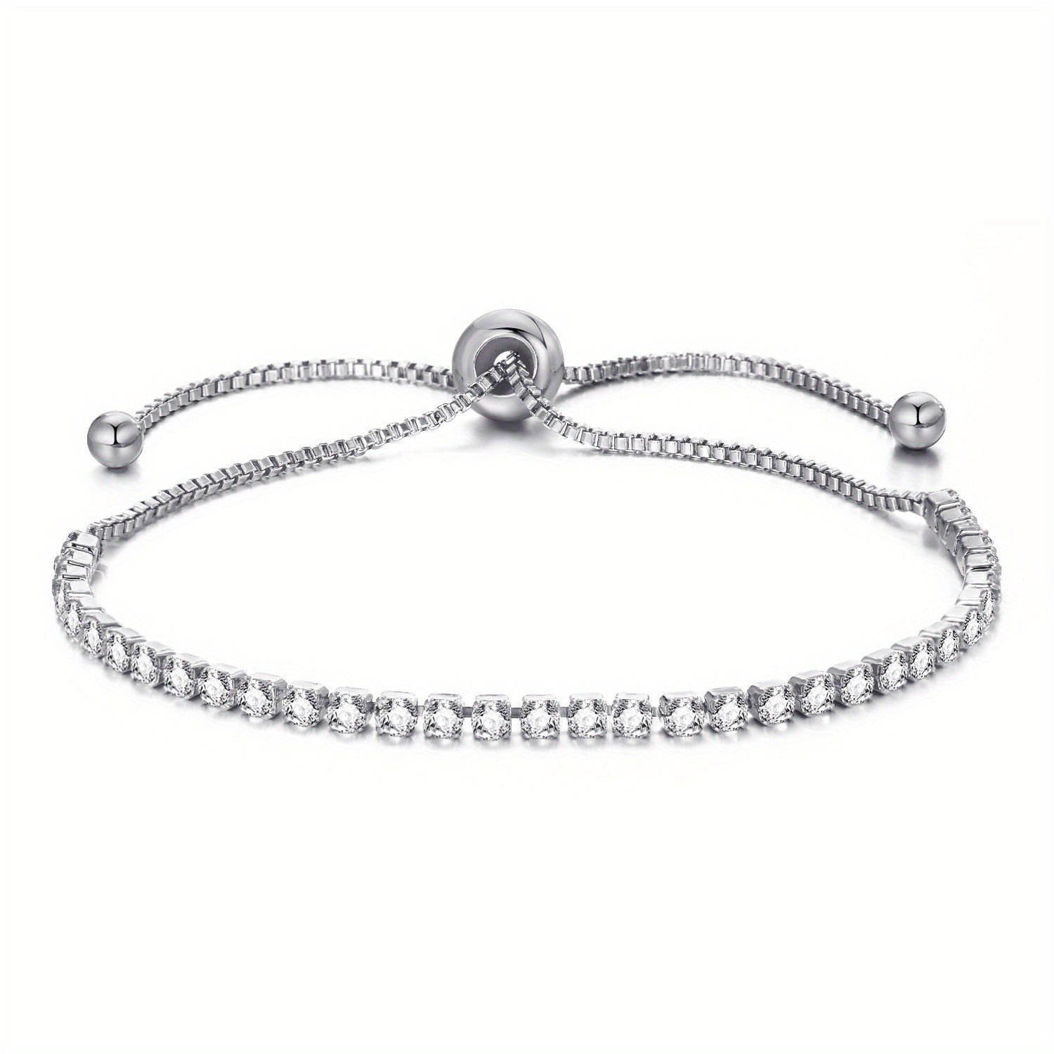 Adjustable Tennis Chain Bracelet Rhinestone Decor Hand Jewelry For Women