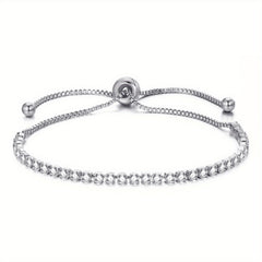 Adjustable Tennis Chain Bracelet Rhinestone Decor Hand Jewelry For Women