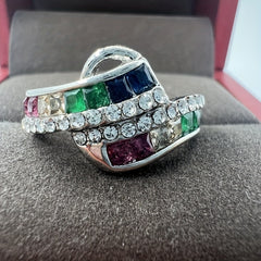 Rainbow Square Zircon Band Ring Pride Month Jewelry Birthday Gift