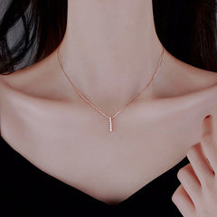 Girl's Geometric Necklace Micro Paved Zircon Pendant Chain