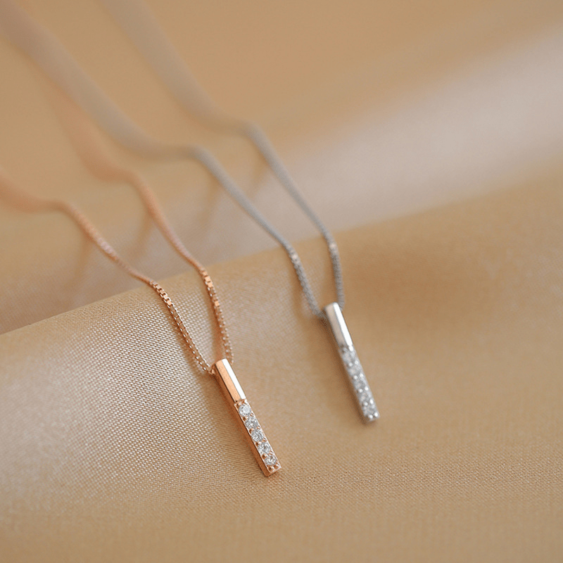 Girl's Geometric Necklace Micro Paved Zircon Pendant Chain