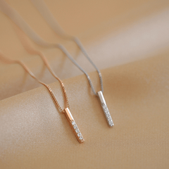 Girl's Geometric Necklace Micro Paved Zircon Pendant Chain
