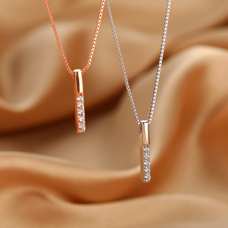 Girl's Geometric Necklace Micro Paved Zircon Pendant Chain