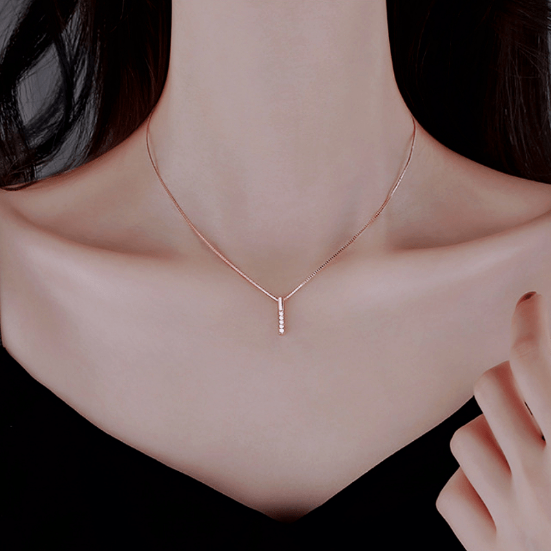 Girl's Geometric Necklace Micro Paved Zircon Pendant Chain