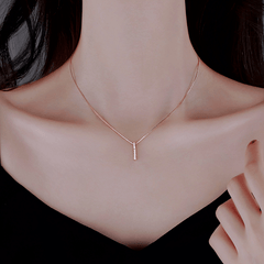 Girl's Geometric Necklace Micro Paved Zircon Pendant Chain