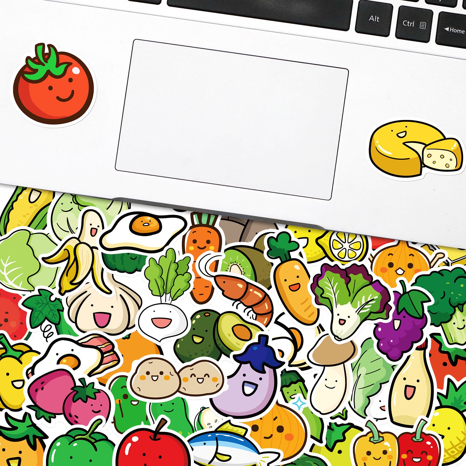 50pcs Fruit Vegetable Vegetarian Diet Doodle Funny Cartoon Stickers Pack