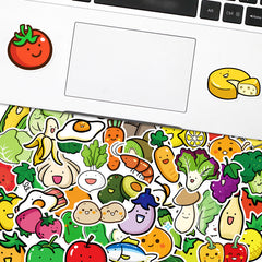 50pcs Fruit Vegetable Vegetarian Diet Doodle Funny Cartoon Stickers Pack