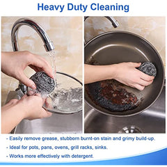 12pcs Stainless Steel Scrubbers Metal Scouring Pads Kitchen Cleaner