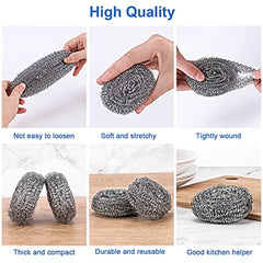 12pcs Stainless Steel Scrubbers Metal Scouring Pads Kitchen Cleaner